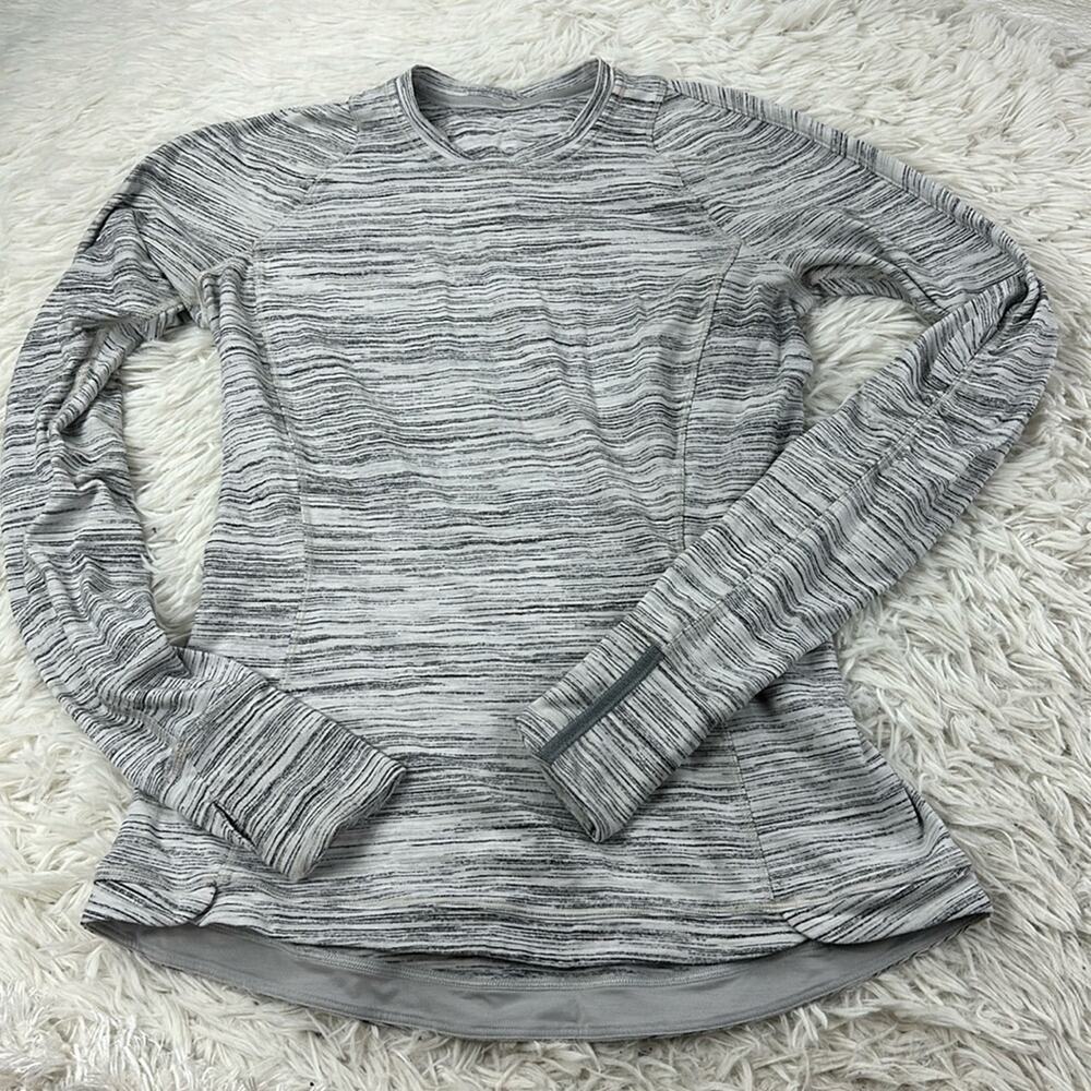 Lululemon Runderful Long Sleeve Space Dye Camo White Silver Spoon / Silver Spoon